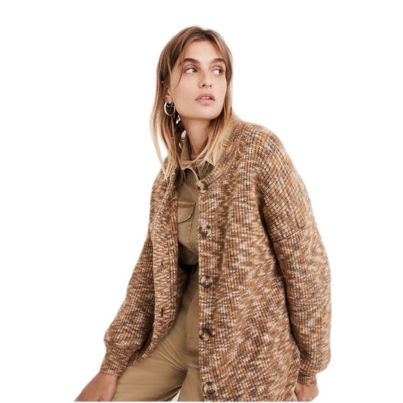 Madewell Space-Dyed Winstead Cardigan Sweater. Brown Camel. Size M #817 - Picture 3 of 8